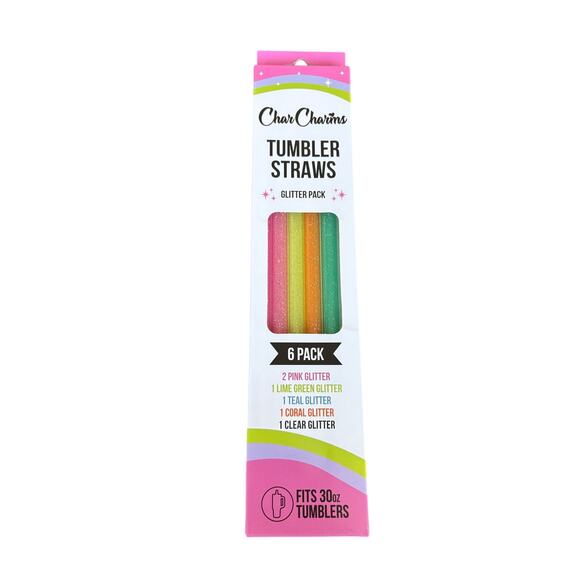 CharCharms 30 oz. Straw 6-Pack pink - Picture 1 of 1